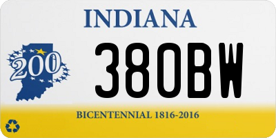 IN license plate 380BW