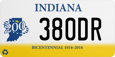 IN license plate 380DR