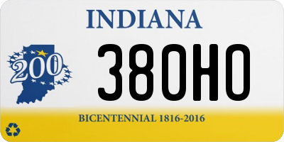 IN license plate 380HO
