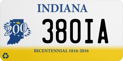 IN license plate 380IA
