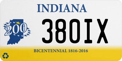 IN license plate 380IX