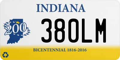 IN license plate 380LM