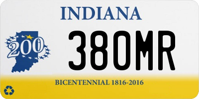 IN license plate 380MR