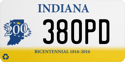 IN license plate 380PD