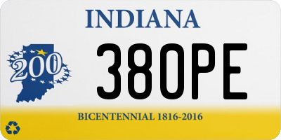 IN license plate 380PE