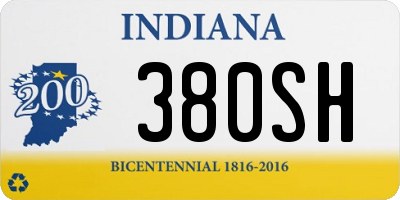 IN license plate 380SH