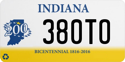 IN license plate 380TO