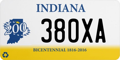 IN license plate 380XA