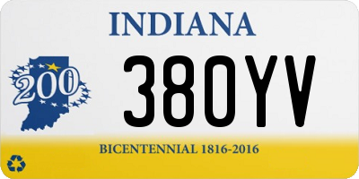 IN license plate 380YV