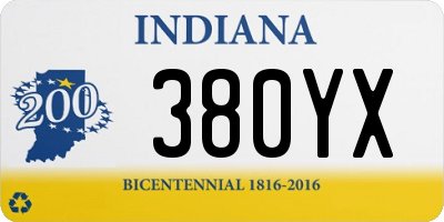 IN license plate 380YX