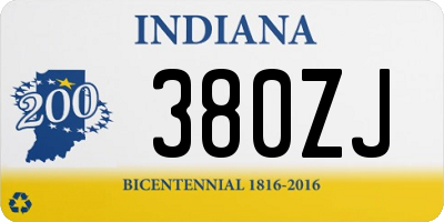 IN license plate 380ZJ