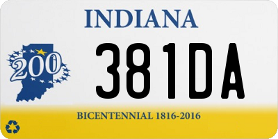 IN license plate 381DA