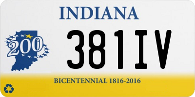 IN license plate 381IV