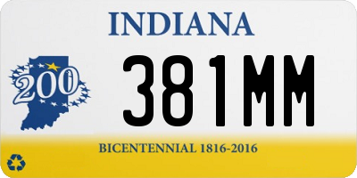 IN license plate 381MM