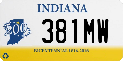 IN license plate 381MW