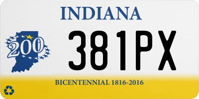 IN license plate 381PX