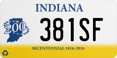 IN license plate 381SF