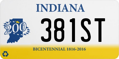 IN license plate 381ST