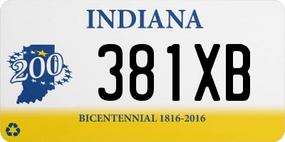 IN license plate 381XB