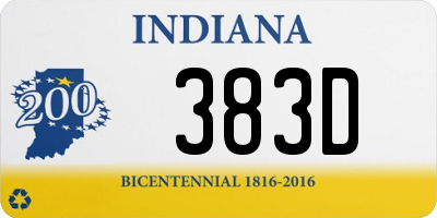 IN license plate 383D