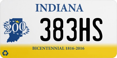 IN license plate 383HS