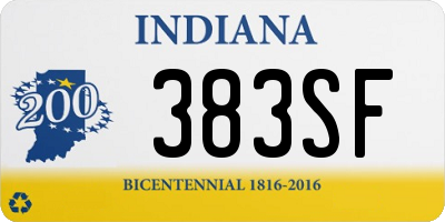 IN license plate 383SF