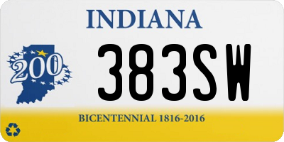 IN license plate 383SW