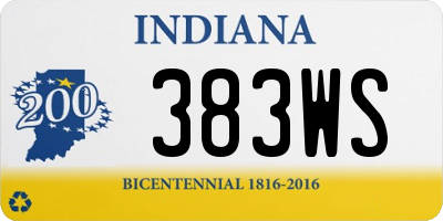 IN license plate 383WS