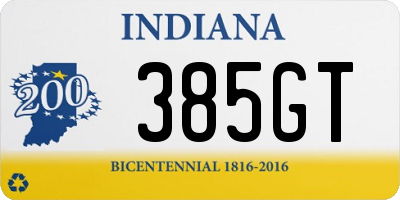 IN license plate 385GT