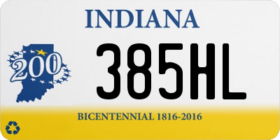 IN license plate 385HL