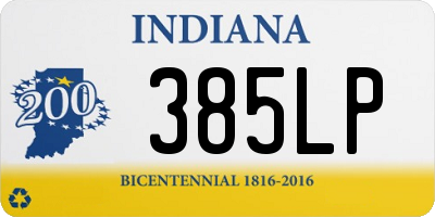 IN license plate 385LP