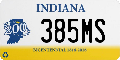 IN license plate 385MS