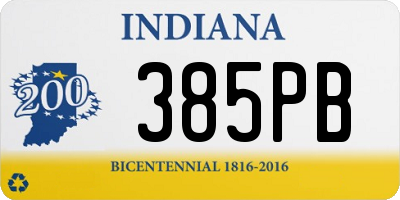 IN license plate 385PB