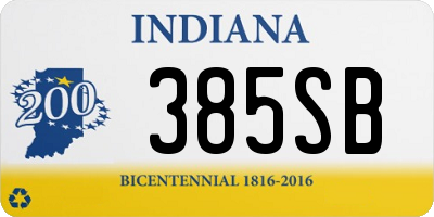 IN license plate 385SB