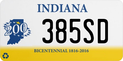 IN license plate 385SD