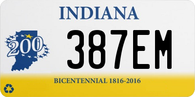 IN license plate 387EM