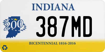 IN license plate 387MD