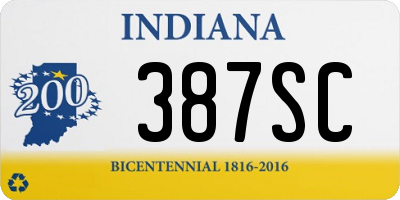 IN license plate 387SC