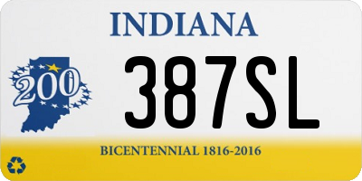 IN license plate 387SL