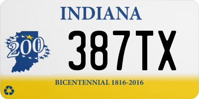 IN license plate 387TX