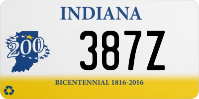 IN license plate 387Z