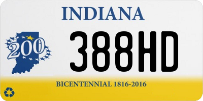 IN license plate 388HD