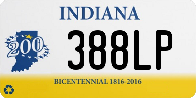 IN license plate 388LP