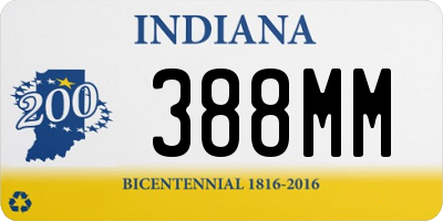 IN license plate 388MM