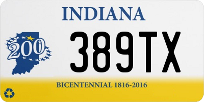 IN license plate 389TX