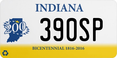 IN license plate 390SP