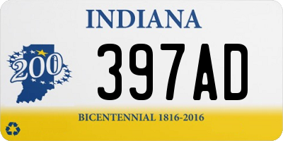 IN license plate 397AD