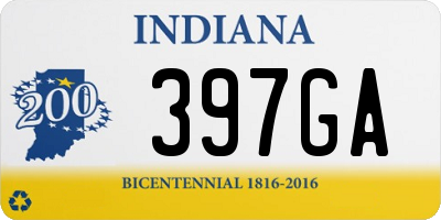 IN license plate 397GA