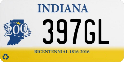 IN license plate 397GL