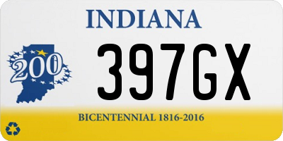 IN license plate 397GX